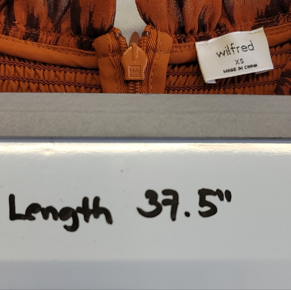 Wilfred Aritzia Rosalyn Abstract print tiered puff long  sleeves chiffon Dress - Picture 12 of 16